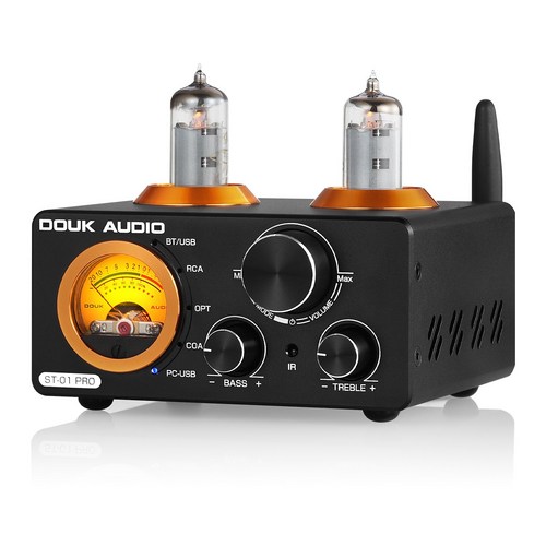 [최신판] Douk Audio ST-01 PRO 블루투스 5.0 진공관 앰프 VU 미터 USB DAC COAX/OPT 앰프