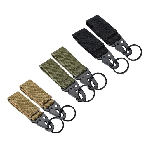 OL1006 캠핑낚시 다용도 벨트부착 A형카라비너 3종택1, 2세트, 블랙+카키+브라운(1006)