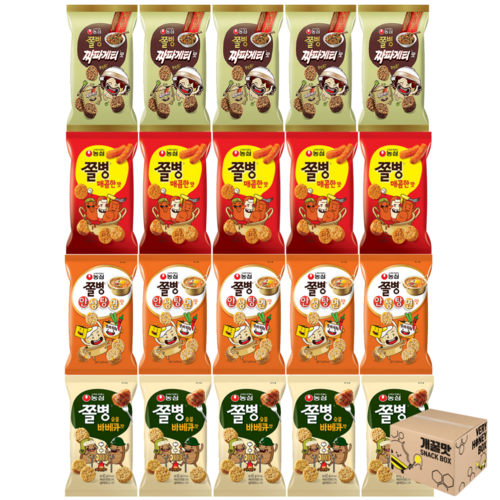 [스낵365] 쫄병스낵 짜파게티맛5개+매콤한맛5개+안성탕면맛5개+바베큐맛5개(총20개), 77g, 20개