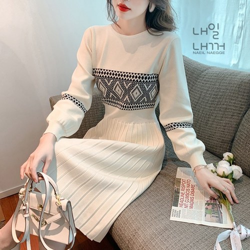 내일내꺼 여성의 가을과 겨울 니트 원피스 LYQ1352