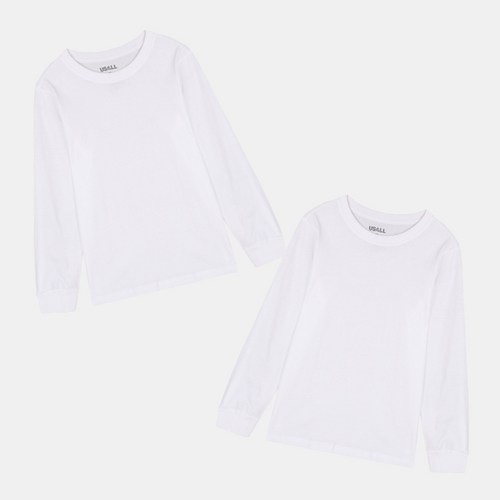 유솔 주니어 남여 필수 아이템 무지 긴팔 순면 런닝티 2장 1팩