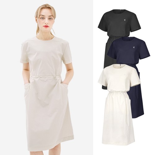 김영주 여성 골프웨어 봄 여름 리비카 라운드 원피스 기능성 스판 나일론 반팔 루즈핏 원피스