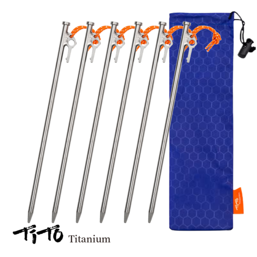 티토 티타늄 텐트용 텐트팩 텐트못 20cm 30cm 40cm, 6개