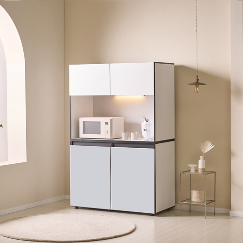 엘리에셀 비스포크 오브제 LED 1200 광폭 주방 수납장, 화이트그레이(주문제작)