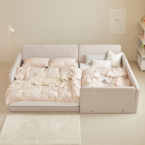 매트리 코코 저상형 LED 가족침대 + 매트리스, 탄탄26cm하드SS+SS_그레이 (방수커버증정), 베이직패밀리SS+SS