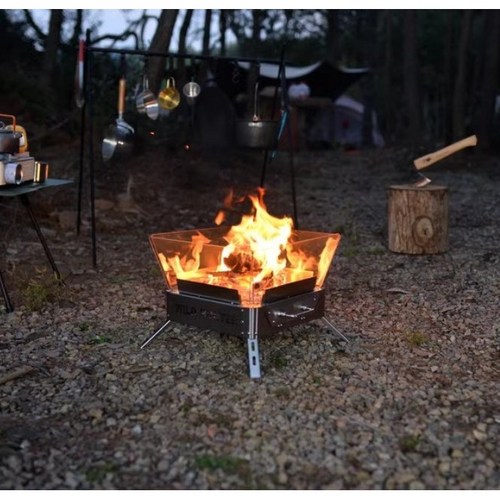 캠핑 불멍 화로 대형 강화 유리 화로, 1개