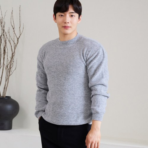 어깨넓어보이는 남자 머슬핏 니트 반폴라 반목폴라 연그레이