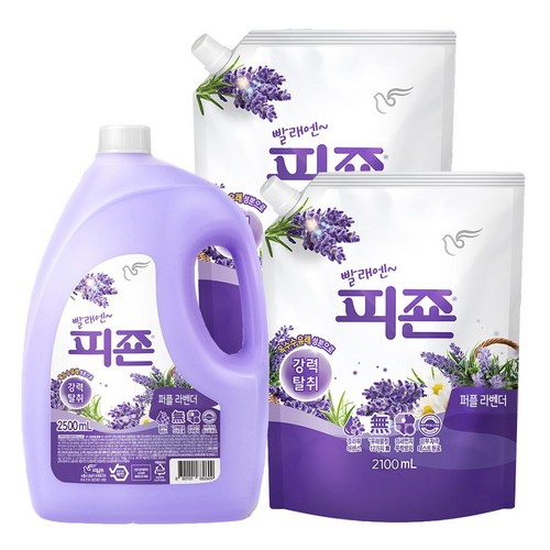 피죤 섬유유연제 강력탈취 4종 2500+2100+2100ml, 1세트