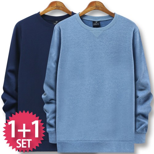 블루포스 심플 맨투맨 1+1세트 [2장 묶음] 티셔츠 [국내생산]