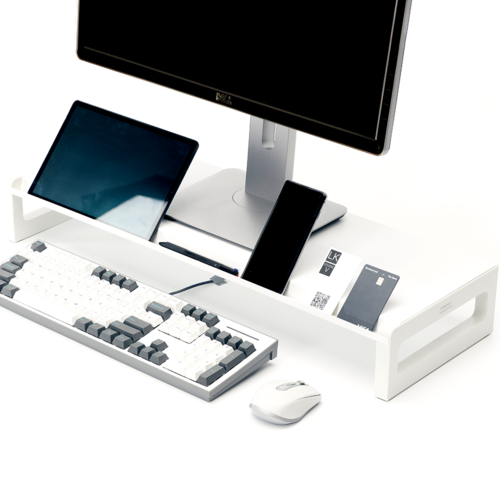 스톤힐 MS-01 스마트 메탈 모니터 받침대 컴퓨터 스탠드 모니터선반 와이드 거치대, MS-01 400 화이트 높이 10.3cm, 1개