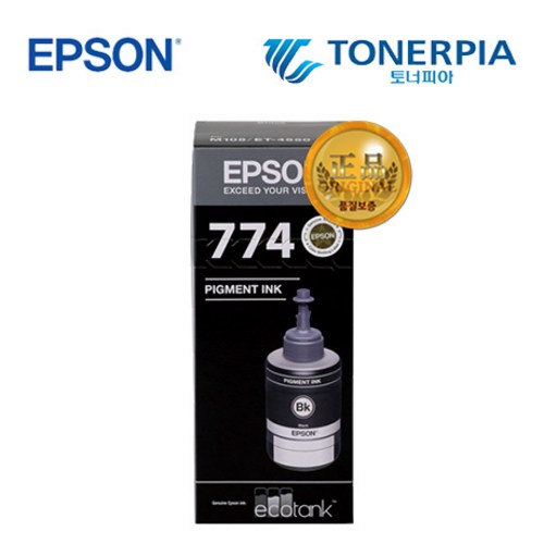 엡손 정품잉크 T664 T774 L310 L565 L1300 L361 L385, 1개, 1_엡손 정품_T774100 대용량검정(BLACK)