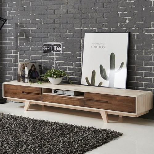 다올퍼니 원목 받침대 선반 높은 티비다이 거실장, D-04. 2000 비디오형 거실장 - 워시