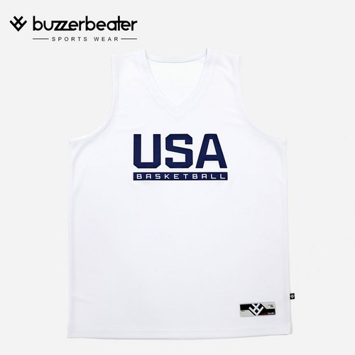 [버저비터] 농구 져지 화이트 USA TEXT 나시