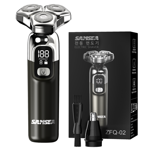 SAMSEA 자석 칼날 헤드 6방향 휴대용 2 in 1 8W 대출력 전기면도기, ZFQ02, 블랙