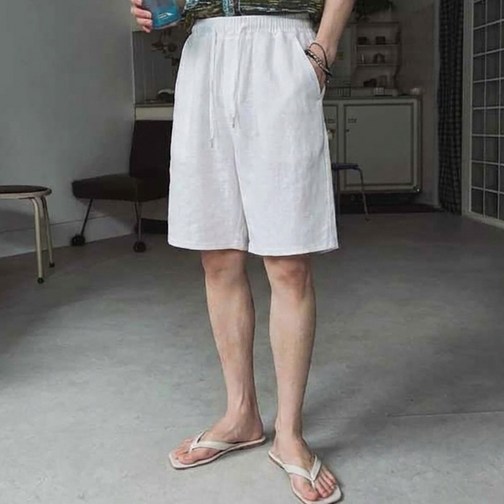 스몰더 남자 여름 린넨 밴딩 반바지