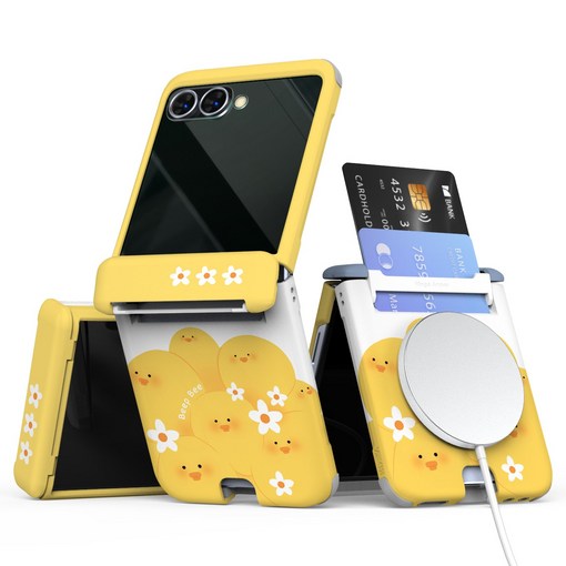 이디즌 갤럭시 Z플립 케이스 맥세이프 컬러 삐오리 귀여운 디자인 슬림 카드 2장 수납 힌지보호 충격방지 지플립5 지플립6