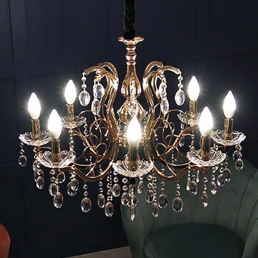 헤라 펜던트 8등 JK1651 샹들리에 고급인테리어 로비 매장 조명 골드 E14