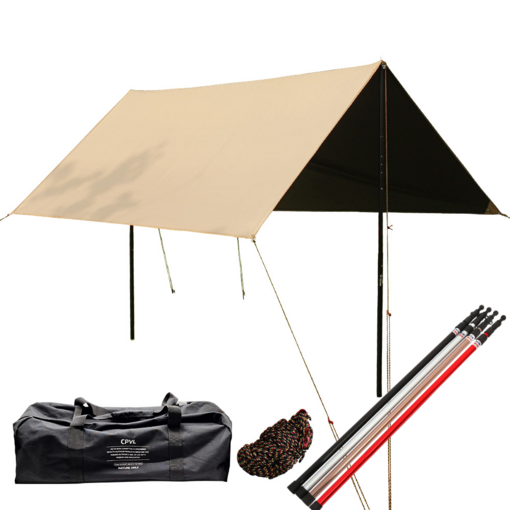 캠프빌리지 블랙코팅 렉타타프 블랙  폴대 세트