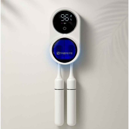 원프라임 2인용 커플 칫솔 살균기 OP702 UVC  자외선살균 소독기 팬드라이 건조기 벽걸이용