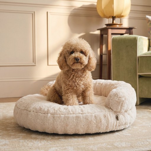 EHEYCIGA 부드러운 털감 강아지방석 방수미끄럼방지 강아지침대, 1개, 베이지색