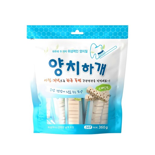 양치하개 강아지 덴탈껌 24p, 스케일링, 360g, 1개
