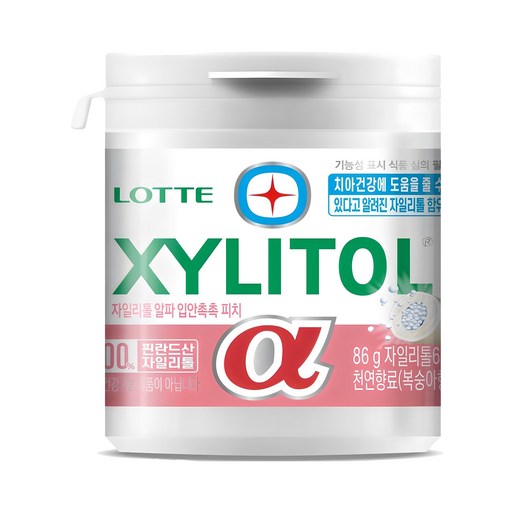 롯데자일리톨 알파 입안촉촉 피치 용기