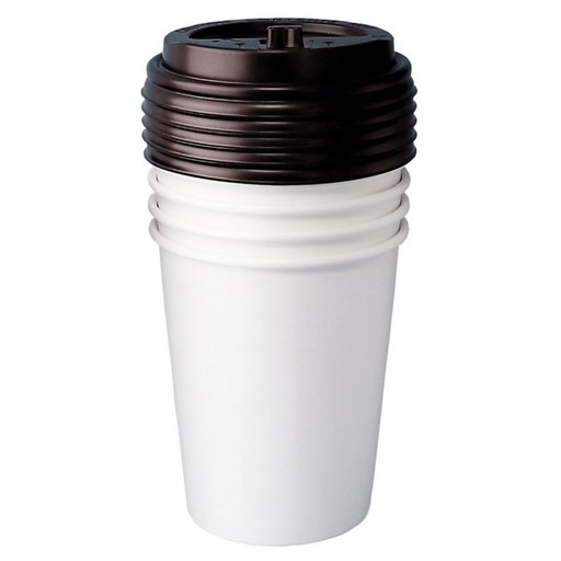 블룸엣홈 카페 무지 종이컵 300ml x 25p + 뚜껑 블랙 25p 세트