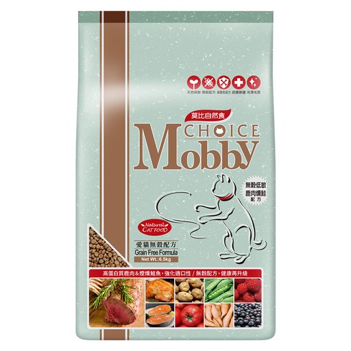 Mobby 莫比 全齡貓 愛貓無穀配方 乾飼料, 1袋, 6.5kg, 鹿肉 + 鮭魚