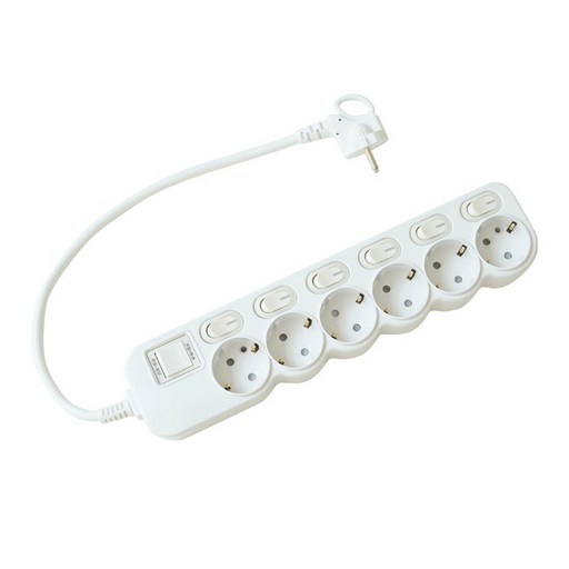 에코파워탭 LED 개별 과부하차단 멀티탭 전선형 6구 EPM-L306 + 안전커버 랜덤발송