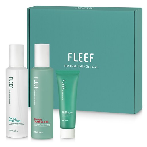 [비건뷰티] 플리프 시카 알로에 스킨케어 앰플 스킨토너 200ml + 카밍 올인원 200ml + 클렌징 젤 폼 50ml 카밍 선물세트