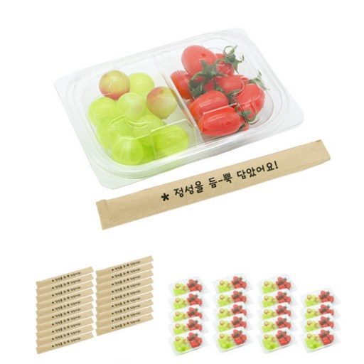 도나앤데코 미니 사각 두칸 샐러드 투명용기 20p + 크라프트 대나무젓가락 정성을 듬뿍 담았어요 20p