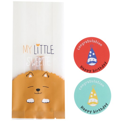 황씨네도시락 멍이M봉투 100p + 스티커 고깔 생일 원형 100p