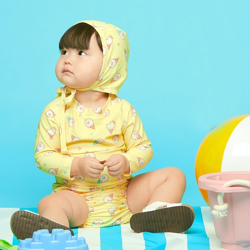 베이비앙 유아용 크리미 수영복 + 팬티형 수영장 기저귀 (9~12kg) 세트