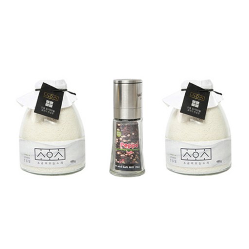 소금이오는소리 소금 굵은입자 480g + 고은입자 480g + 그라인더 명품 프리미엄세트
