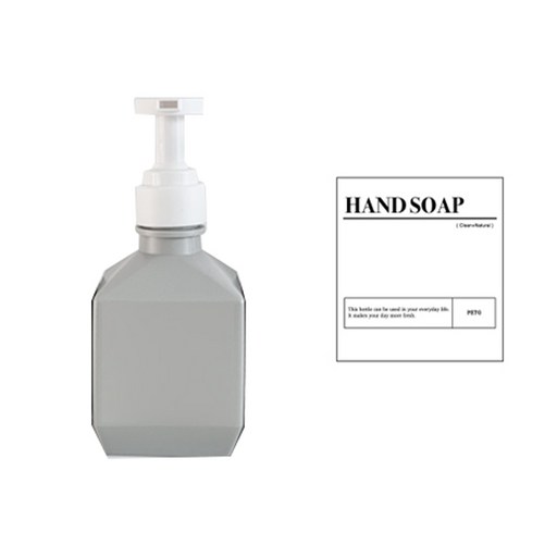 뉴앤룩 핸드워시 리필 용기 폴리 일반형 그레이 280ml + 핸드솝 스티커 세트