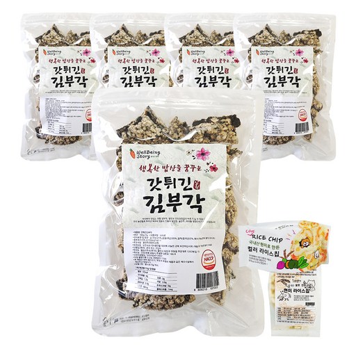 웰빙스토리 갓튀긴 김부각 100g x 5p + 라이스칩 2종 세트