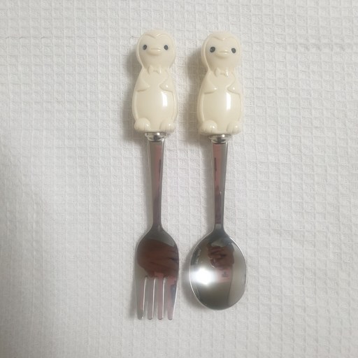 삼미 펭귄 커트러리 티스푼 + 티포크 세트 아이보리