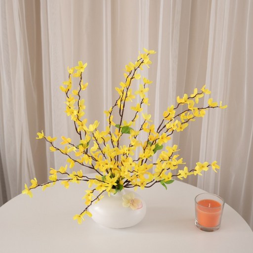 플라워트리 조화 화병 꽃 봄소식 개나리 화병 세트 50cm