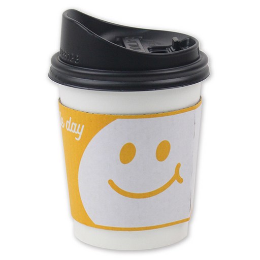 아이엔피 종이컵 화이트 무지 300ml + 롱개폐 뚜껑 + 홀더 스마일옐로 세트