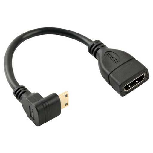 컴스 미니 HDMI 변환젠더 케이블 Mini 상향꺾임 10cm