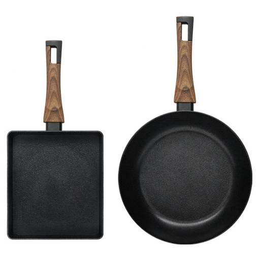 실바트 IH 인덕션 까리노 프라이팬 세트 2개, 블랙, 계란말이팬 24cm + 프라이팬 30cm, 1세트