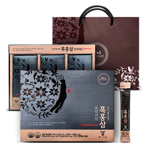 아모스헬스케어 프리미엄 6년근 흑홍삼 30p + 쇼핑백
