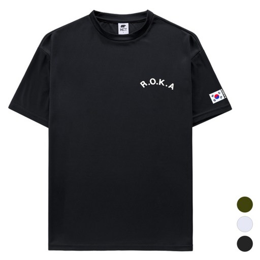 MCT 男女通用 涼感 透氣 Cool Dry 機能性 韓國陸軍 ROKA 短袖T恤, 黑色