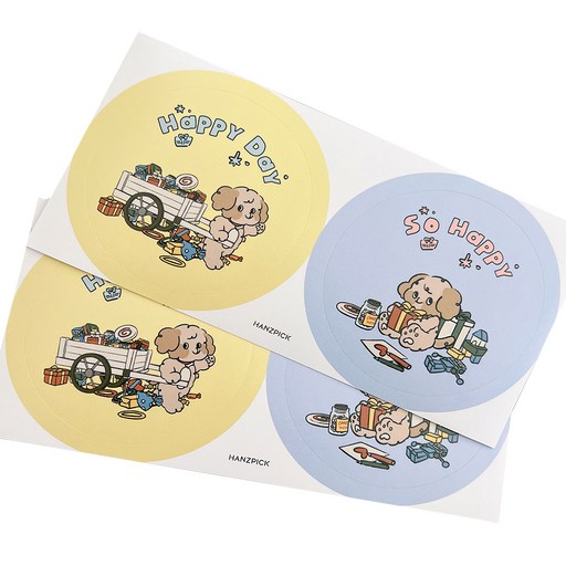핸즈픽 포디 원형 스티커 귀여운 링스티커 2종 x 30p 세트