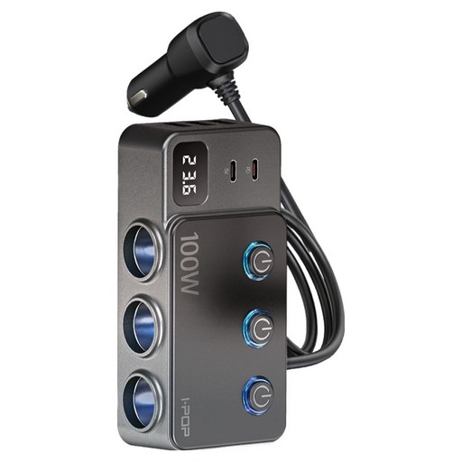 아이팝 카렉스 100W 차량용 스위치 멀티 USB 시거잭 PD C타입 고속 충전 소켓