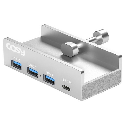 코시 클램프 고정형 3.0 3포트  C타입 USB 허브 UH2201, 실버, 1개