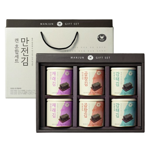 만전김 캔 김 재래 + 감태 + 곱창 혼합 세트