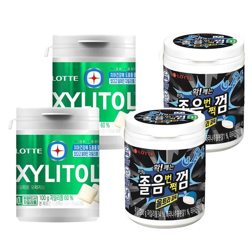 롯데웰푸드 확 깨는 졸음번쩍껌 울트라 파워 80g 2p + 자일리톨 오리지날 100g 2p