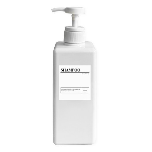 뉴앤룩 사각 디스펜서 샴푸 소분 용기 일반형 650ml + 샴푸 스티커 세트