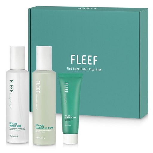 플리프 시카 알로에 스킨케어 밸런싱 앰플 스킨토너 200ml + 올인원 200ml + 클렌징젤폼 50ml 세트